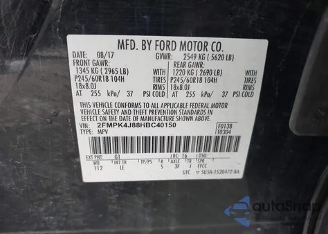 2017 Ford Edge Sel from USA, damaged, VIN 2FMPK4J88HBC40150